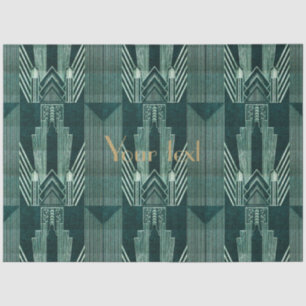 Art deco, Green,black, pattern,art nouveau,vintage Tissue Paper