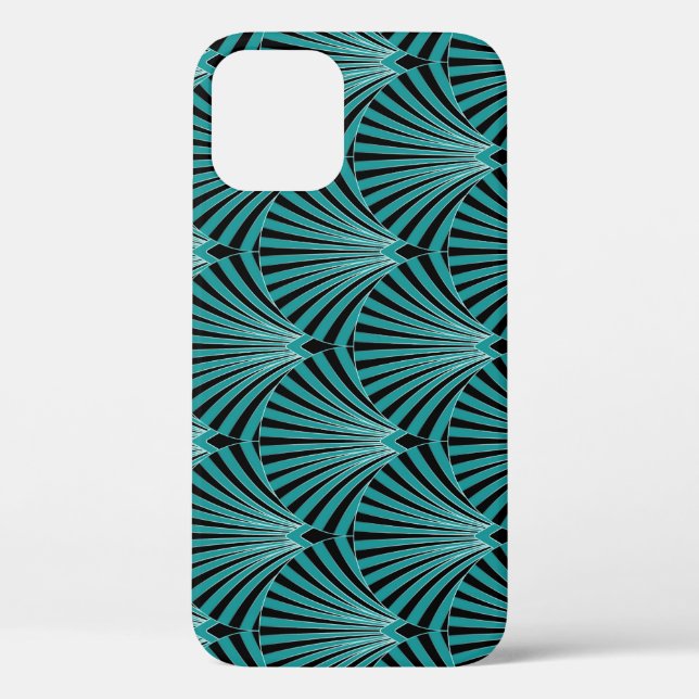 Art Deco: green fan pattern. Case-Mate iPhone Case (Back)