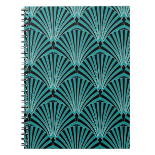 Art Deco: green fan pattern. Notebook
