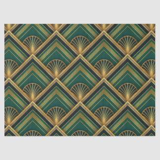 Art Deco Green & Gold Decoupage Tissue Paper
