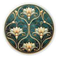 Art Deco Green Gold White Art Nouveau