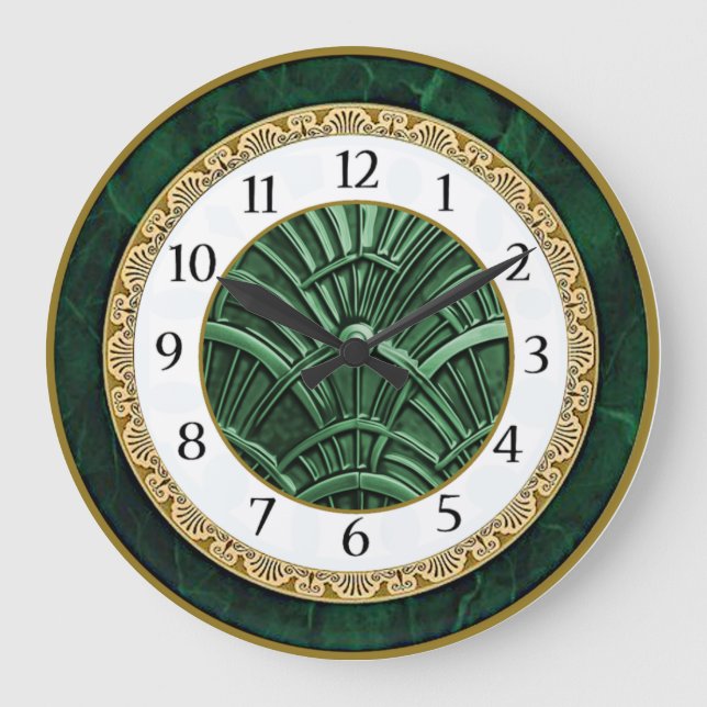 Art Deco Green Large Clock (Front)
