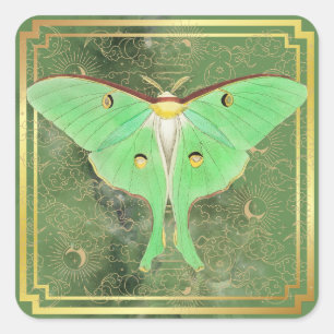 Art Deco Green Luna Moth  Square Sticker