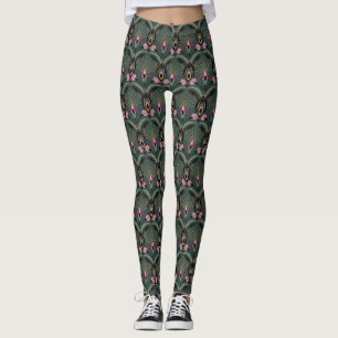 Art Deco Green Print Leggings