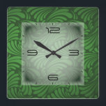 Art Deco green Square Wall Clock<br><div class="desc">Great clock design. You will love it like others. Be free to use this design for other product you like or to customise and add your text. Follow me for more. Thank you. Have a nice day.</div>