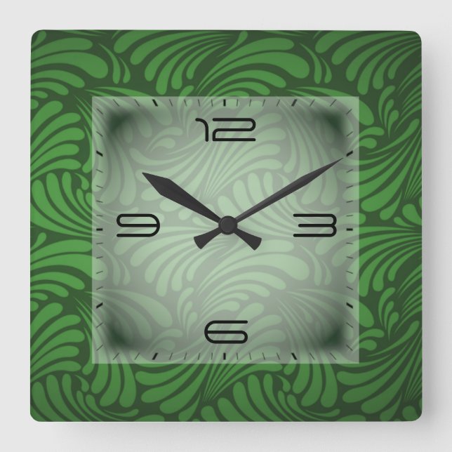 Art Deco green Square Wall Clock (Front)