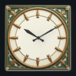 Art Deco Green Square Wall Clock<br><div class="desc">Great clock design. You will love it like others. Be free to use this design for other product you like or to customise and add your text. Follow me for more. Thank you. Have a nice day.</div>