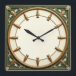 Art Deco Green Square Wall Clock<br><div class="desc">Great clock design. You will love it like others. Be free to use this design for other product you like or to customise and add your text. Follow me for more. Thank you. Have a nice day.</div>