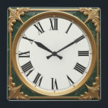 Art Deco Green Square Wall Clock<br><div class="desc">Great clock design. You will love it like others. Be free to use this design for other product you like or to customise and add your text. Follow me for more. Thank you. Have a nice day.</div>