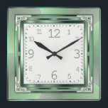Art Deco green Square Wall Clock<br><div class="desc">Great design. You will love it like others. Be free to use this design for other product or to add your text. Follow me for more. Thank you. Have a nice day.</div>