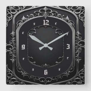 Art Deco Grey Square Wall Clock