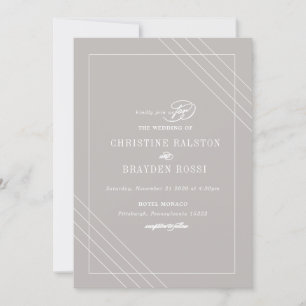 Art Deco Grey White Wedding Invitation