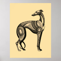Art Deco Greyhound in Vintage Colour Pallette