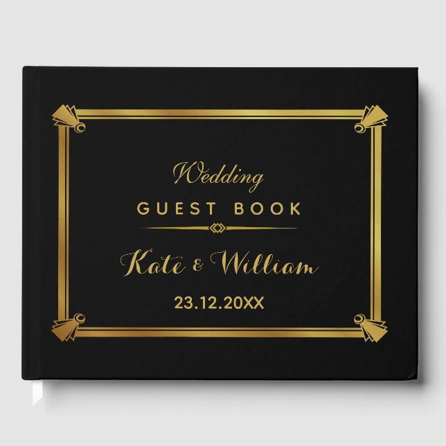 Art deco guest book black and gold (Front)