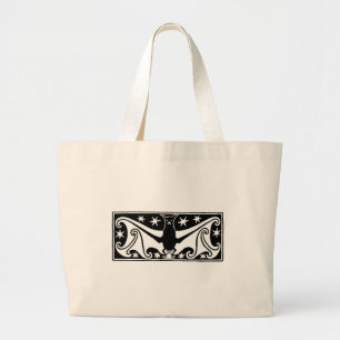 Art Deco Halloween Bat Totebag Large Tote Bag