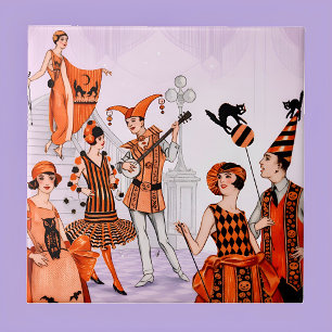 Art Deco Halloween Illustration – Vintage 1920s Tile