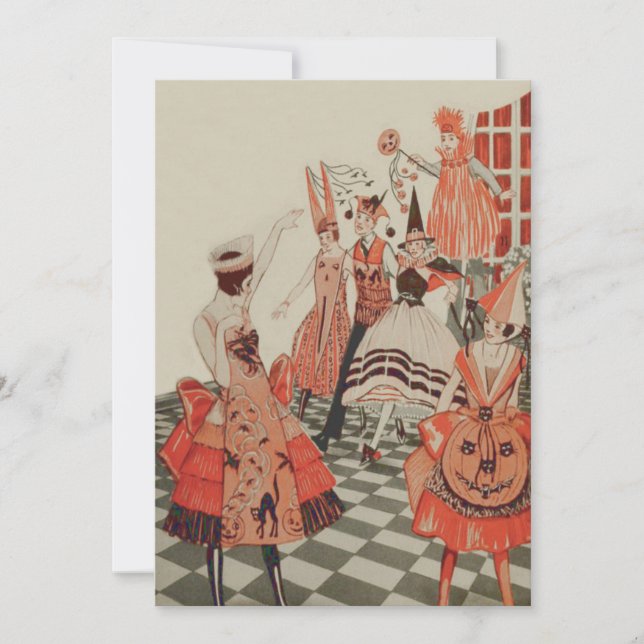 Art Deco Halloween Party Black Cat Pumpkin Invitation (Front)