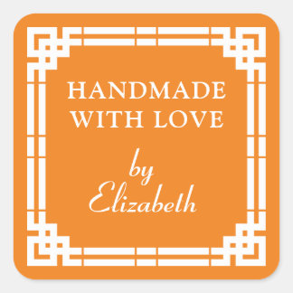 Art Deco Handmade With Love Square Sticker