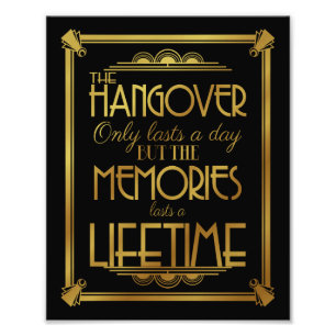 Art deco hangover party sign wedding sign, gold