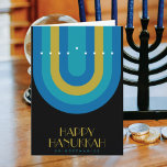 ART DECO HANUKKAH HOLIDAY CARD<br><div class="desc">A blue,  teal,  and gold art deco design simulating a hanukiah.</div>