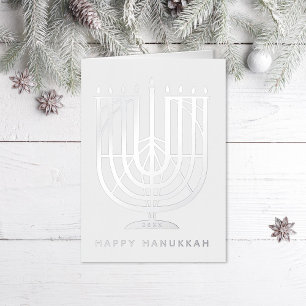 Art Deco Hanukkiah Menorah Happy Hanukkah Foil Holiday Card