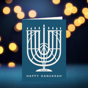 Art Deco Hanukkiah Menorah Happy Hanukkah Holiday Card