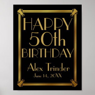 ART Deco Happy Birthday Print Roaring 20's Party