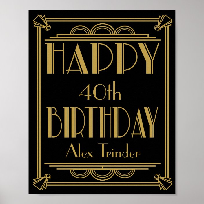 ART Deco Happy Birthday Print Roaring 20's Party | Zazzle.co.uk