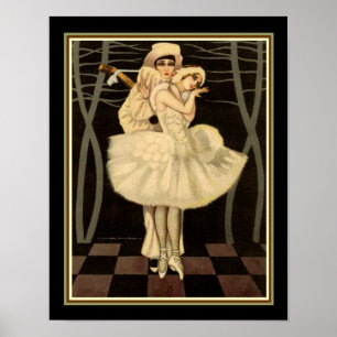 Art Deco Harlequin Print-  "Pierrot & Pierrette" Poster