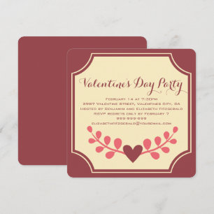 Art Deco Heart Flourish Valentines Party Invitation