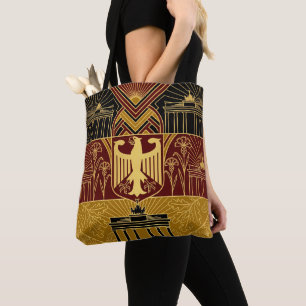 Art Deco Heritage Flag Germany Custom Name Tote Bag