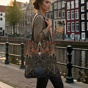 Art Deco Heritage Flag Netherlands Custom Name Tote Bag