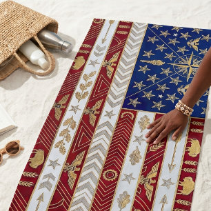 Art Deco Heritage Flag United States Beach Towel