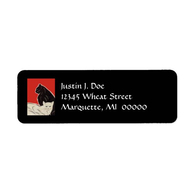 Art Deco High Style Pair Cats B& W Address Labels (Front)