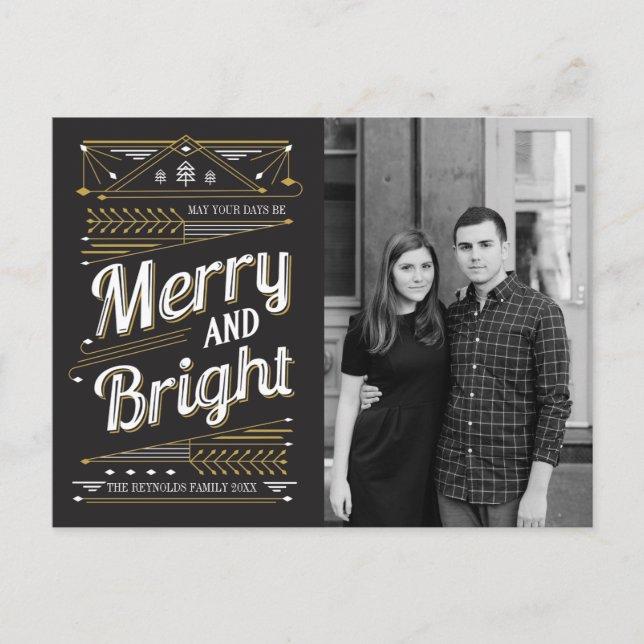 Art Deco Holiday Photo Postcard (Front)
