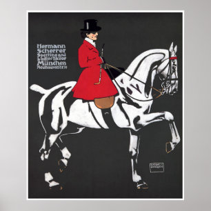 ART DECO HORSE and RIDER: Fine Art Poster