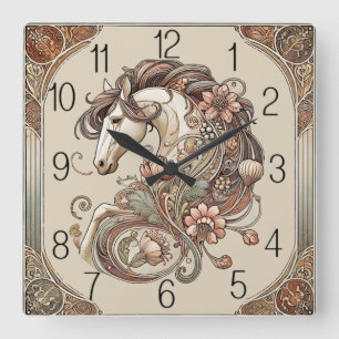 Art Deco Horse Square Wall Clock