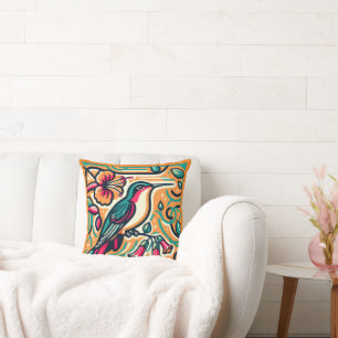 Art Deco Hummingbird  Cushion