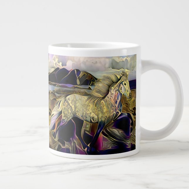 Art Deco Icelandic horse Large Coffee Mug (Right)