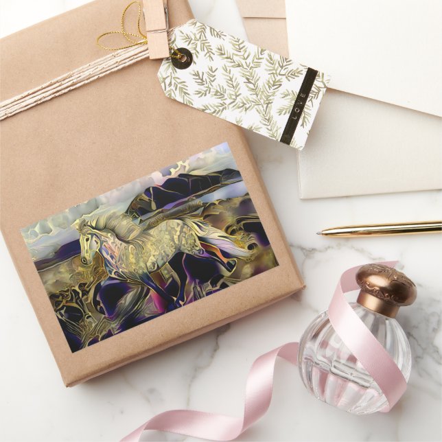 Art Deco Icelandic horse Rectangular Sticker (Gifting)