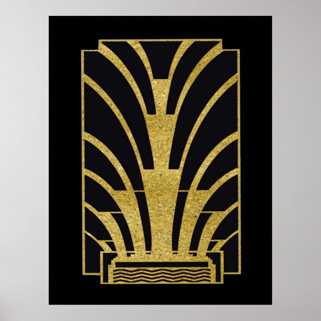 Art Deco Icon in Gold on Black Poster (Front)