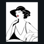 Art Deco Illustrated Glamourous Woman Poster<br><div class="desc">A beautiful, original illustration of an Art Deco woman. Add elegance to your space with this stunning design.</div>