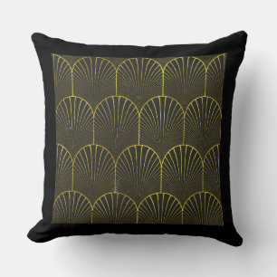 Art Deco In Gold And Black Cushion