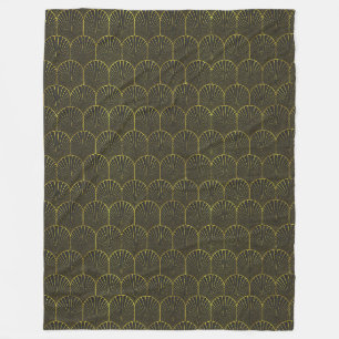Art Deco In Gold And Black Fleece Blanket