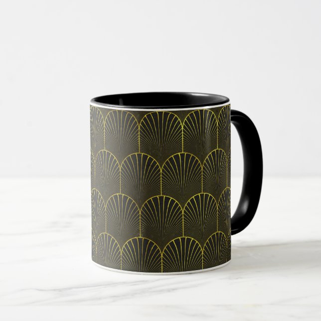 Art Deco In Gold And Black Mug (Front Right)