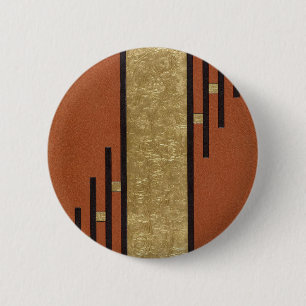 Art Deco In Gold And Tan 6 Cm Round Badge