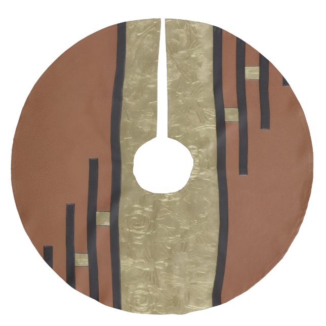 Art Deco In Gold And Tan Brushed Polyester Tree Skirt (Front)