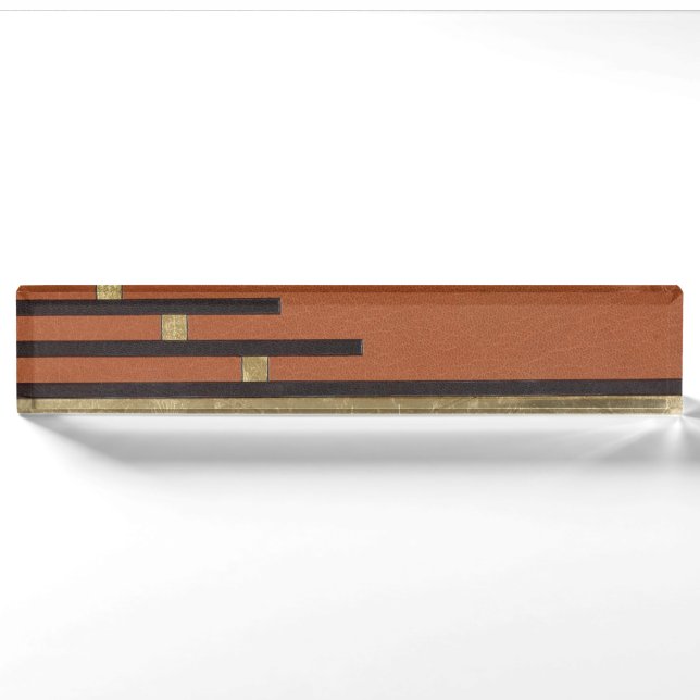 Art Deco In Gold And Tan Nameplate (Front)