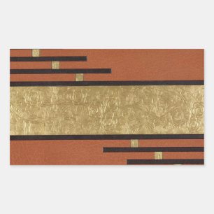 Art Deco In Gold And Tan Rectangular Sticker