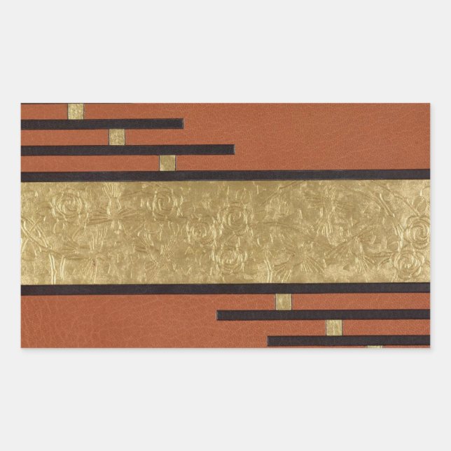 Art Deco In Gold And Tan Rectangular Sticker (Front)
